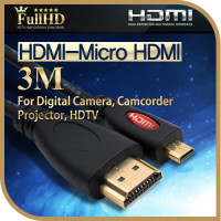 Coms HDMI/Micro HDMI 케이블, 3M Black / HDMI v1.3 지원 / 24K 금도금