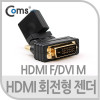 Coms HDMI 변환젠더 HDMI F to DVI M 회전형