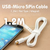 Coms USB Micro 5Pin 케이블 1.2M, White, 자석 마그네틱, 양면 커넥터, Flat 플랫, USB 2.0A(M)/Micro USB(M), Micro B, 마이크로 5핀, 안드로이드