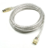 Coms USB 연장 케이블 5M, 고급형, USB M/F A타입 AM to AF(AA형/USB-A to USB-A) 투명 GOLD