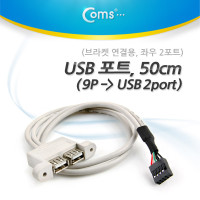 Coms USB 포트 (9P -> 2port USB) 50cm, 좌우 2P/ White 케이블 젠더