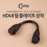 Coms HDMI 젠더 월 플레이트 키스톤잭 F to F 케이블형 15cm, WALL PLATE, 벽면 매립 설치