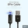 Coms IOS 8핀 (8Pin) LED 케이블/ 완충알림 / Black / LED 램프 발광 / 충전 데이터 전송 / 동기화