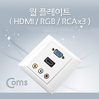 Coms HDMI 월 플레이트 (HDMI 꺾임형(꺽임)/VGA RGB/3RCA) / WALL PLATE, 벽면 매립 설치