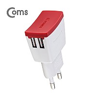 Coms G POWER 가정용 5V/2A 충전기 USB 2포트(2port, 2구)/화이트 / Micro5핀(1.2M) 케이블포함