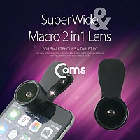 Coms 스마트폰 카메라 확대경(2 in 1) Black - Macro/Wide. 셀카렌즈, 아이피쉬