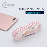 Coms iOS 8Pin 케이블 고정가이드 정리홀더 USB A to 8P 8핀 충전 데이터전송 1M Pink