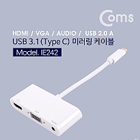 Coms USB 3.1 컨버터(Type C), HDMI / VGA / Aux / USB 2.0 A 1Port