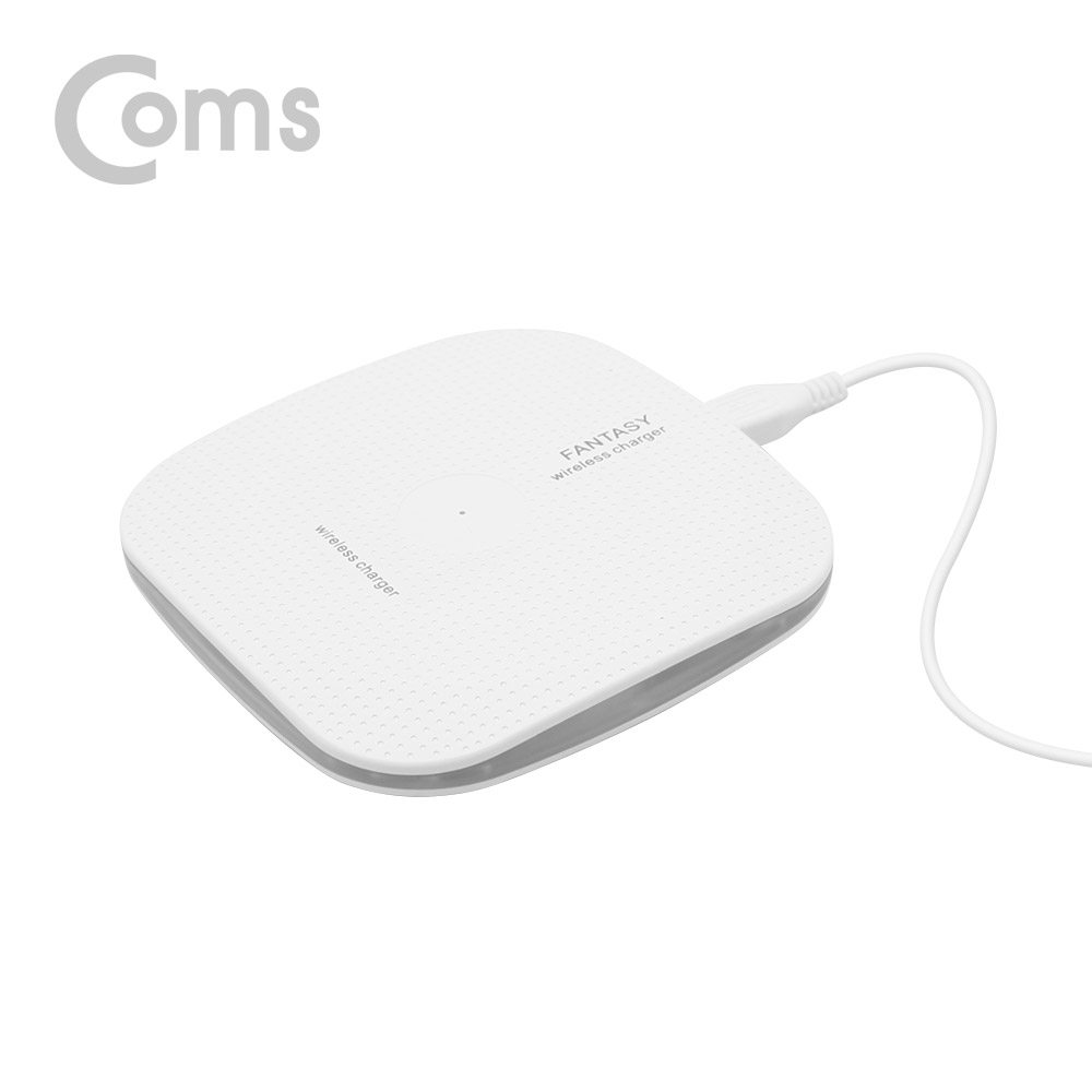 Coms 스마트폰 무선 충전기 / 충전패드 / 5V - 1A / Qi 규격 / White / 탁상용 충전, LED 램프 USB 전원 AC DC