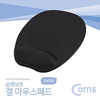 Coms 마우스 패드 (손목보호형) 원형, 검정, 젤형, 겔형