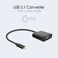 Coms USB 3.1 Type C to VGA Audio(Aux) 변환 컨버터 / 오디오 지원 / D-SUB / RGB