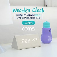 Coms 디지털 LED 나무시계 (삼각/White), 탁상용, 인테리어