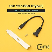Coms USB 3.1 Type C 케이블 20cm 브라켓 연결용 나사 고정형