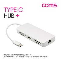 Coms USB 3.1 Type-C 멀티 컨버터(허브) / HDMI + HUB + 카드리더 + 3.0 2Port