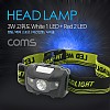 Coms 헤드램프 (3W, White 1LED+Red 2LED) / 건전지(AAAx3) / 후레쉬(조명, 전등), LED 램프, 헤드 랜턴 / 야간 활동(산행, 레저, 캠핑 등), 컬러 색 조명