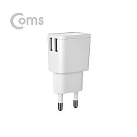 Coms G POWER 가정용 5V 2.0A / 2 포트 USB 3.1 (Type C) C타입케이블(1.5M)/ WHITE, 2port, 2구, 듀얼 충전기 멀티 스마트폰 태블릿