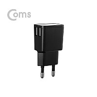 Coms G POWER 가정용 5V 2.0A / 2 포트 USB 3.1 (Type C) C타입케이블(1.5M)/ Black, 2port, 2구, 듀얼 충전기