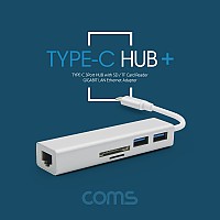 Coms USB 3.1 Type C 멀티 허브 / 3.0 2포트 / 카드리더 / 기가비트