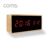 Coms 나비 우드 디지털 탁상 시계 / 나무 전자시계 / 빈티지 감성 디자인 인테리어 시계 소품, 알람, 가정용 사무용