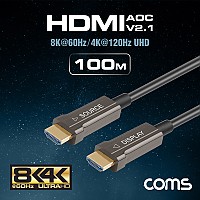 Coms HDMI V2.1 리피터 AOC 광 케이블 100M, 8K@60Hz, 최대 4K@120Hz UHD, ARC 기능 지원