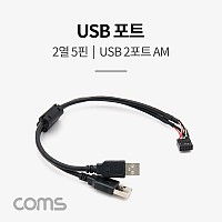 Coms USB 포트 케이블 / 2열 5핀 / USB 2포트 AM / 30cm