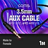 Coms 스테레오 연장 케이블 AUX Stereo 3.5mm 3극 M/F 메쉬 100%구리 무산소동선 OFC 1M