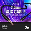 Coms 스테레오 연장 케이블 AUX Stereo 3.5mm 3극 M/F 메쉬 100%구리 무산소동선 OFC 2M