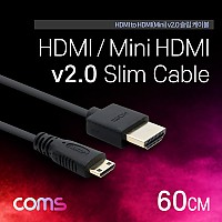 Coms 미니 HDMI 변환 슬림 케이블 60cm HDMI M to Mini HDMI M / V2.0 / 4K@60Hz UHD