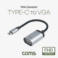 Coms USB 3.1(Type C) to VGA 컨버터 20cm, 변환 케이블, C타입(M) to VGA(F), 1080p@60Hz FHD, D-SUB RGB