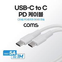 Coms USB 3.1 Type C PD 고속충전 케이블 1M 5A C타입 to C타입 White