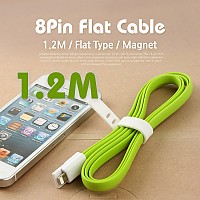 Coms iOS 8Pin 케이블 USB A to 8P 8핀 1.2M Green 자석 플랫 Flat