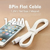 Coms iOS 8Pin 케이블 USB A to 8P 8핀 1.2M White 자석 플랫 Flat