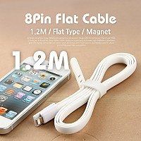 Coms iOS 8Pin 케이블 USB A to 8P 8핀 1.2M White 자석 플랫 Flat