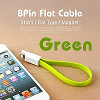 Coms iOS 8Pin 케이블 USB A to 8P 8핀 20cm Green 자석 플랫 Flat
