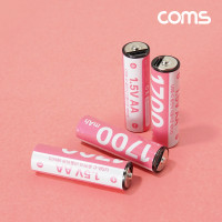 Coms USB Type C 충전지 충전식 건전지 리튬이온 배터리 C타입 1.5V 1700mAh Li-ion AA 4개입
