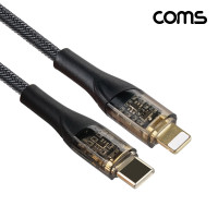 Coms USB Type C to iOS 8Pin LED 케이블 C타입 to 8핀 PD 30W 고속충전 블랙 1M