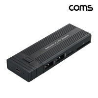 Coms M.2 SSD NVME NGFF(SATA) 외장케이스. 멀티 허브 카드리더기 USB 2.0, C타입 + A타입 케이블, 10Gbps