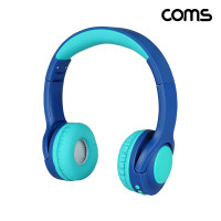 Coms 나비 어린이용 무선헤드셋 NV196-CHD2G 블루 BT5.4, 유선지원 800mAh