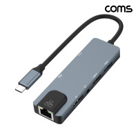 Coms 7 in 1 C타입 멀티허브 카드리더 HDMI RJ45 USB PD3.0 3.5mm 오디오