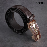 Coms 자동버클 가죽 벨트 Brown
