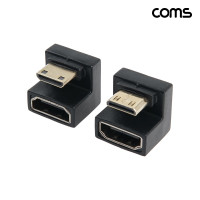 Coms Mini HDM to HDMI 변환젠더 상하 ㄷ자 꺾임 2개 1Set