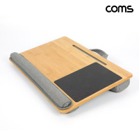 Coms 대나무 노트북 태블릿 무릎 받침대 침대 독서 메모 스케치 마우스패드 스마트폰 거치 펜 수납