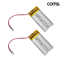 Coms 702035 충전지 3.7V 400mAh 리튬폴리머 배터리 2개입