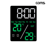 Coms LED 디지털 탁상시계 날짜 요일 온습도 듀얼알람 반복알람
