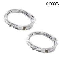 Coms USB Micro 5Pin 케이블 3M USB 2.0 A 마이크로 5핀 White 2개입