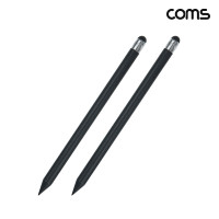 Coms 터치펜 원형 연필 15cm 스타일러스 펜슬형 Black 2개입