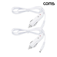 Coms 차량용 시가 전원 케이블 12V 1.2M DC 외경 5.5 내경 2.1, 시가잭 2개입