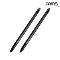 Coms 정전식 스마트폰 터치펜 양면 블랙 2개입