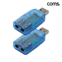 Coms USB 사운드카드 5.1채널 오디오 컨버터 입출력 포트 2개입