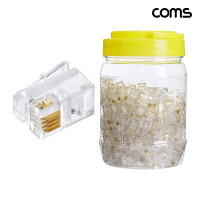 Coms RJ11 4P4C 모듈러 플러그 커넥터 1통 200개 전화선 팩스